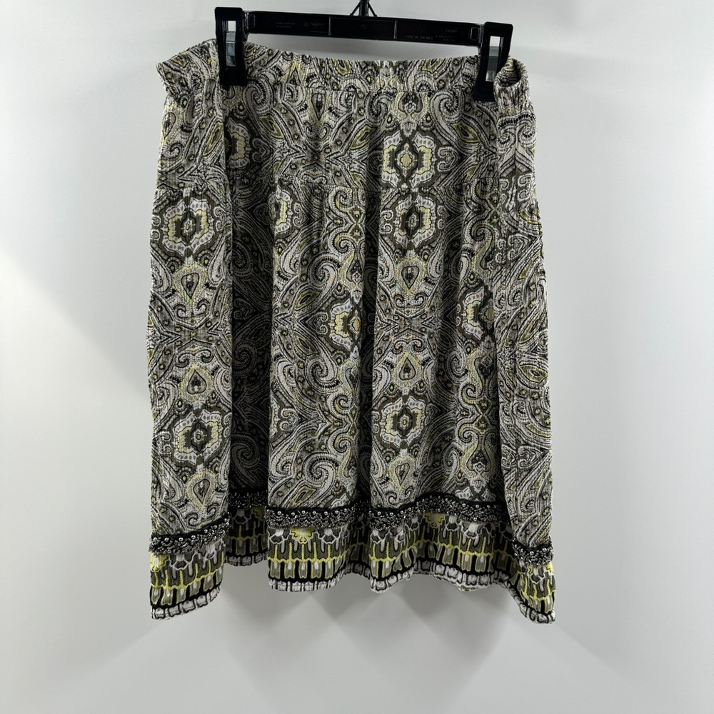CB Established 1962 A-Line Skirt | Kaleidoscope Print | Beaded Hem | Size Medium